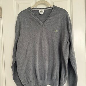 Lacoste Men's Classic V-Neck Sweater in Grey